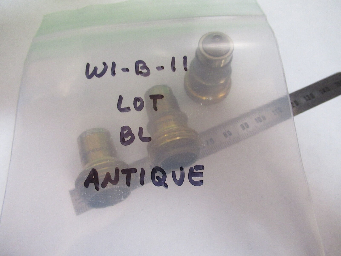 LOT OBJECTIVES BAUSCH LOMB ANTIQUE BRASS MICROSCOPE PART AS PICTURED W1-B-11