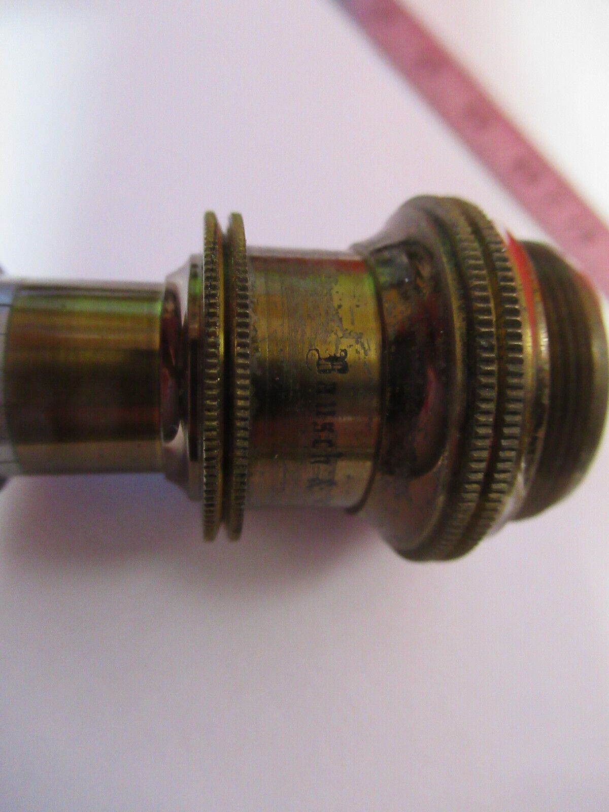 ANTIQUE BRASS OBJECTIVE BAUSCH LOMB 1/6 MICROSCOPE OPTICS AS PICTURED Q2-43