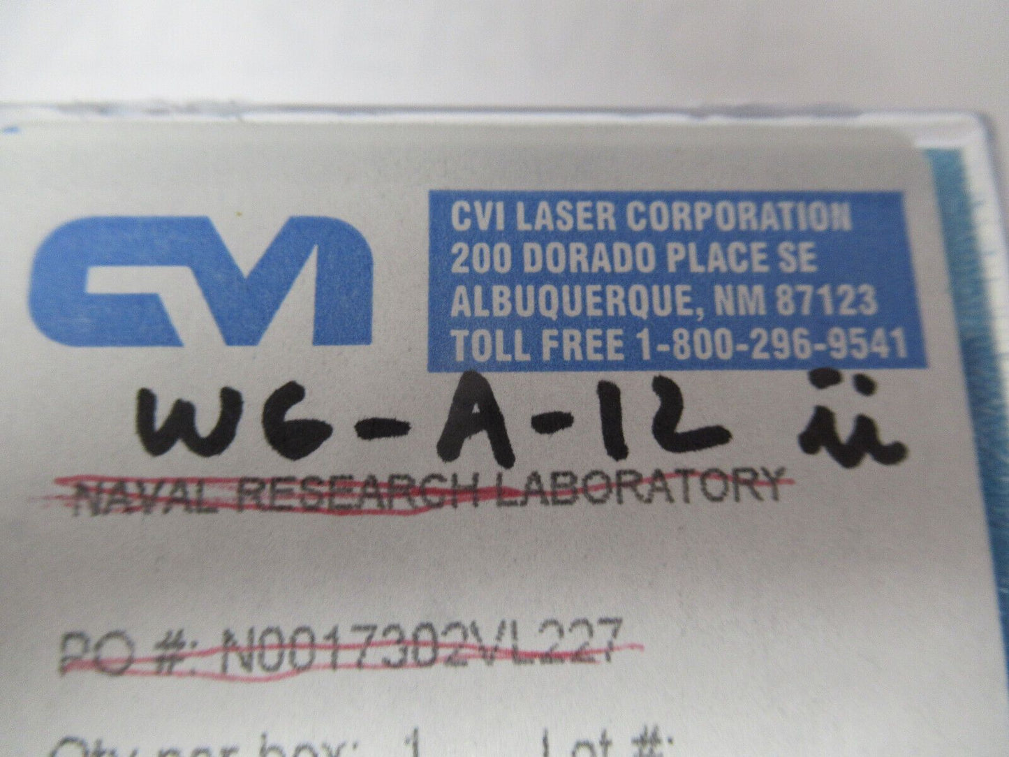 OPTICAL FUSED SILICA GLASS WEDGE CVI OPTICS AS PICTURED &W6-A-12