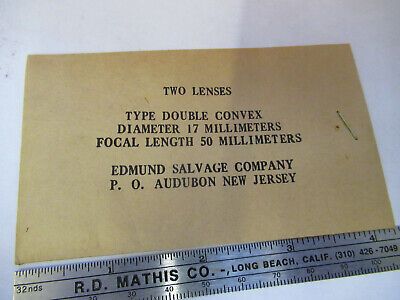 OPTICAL EDMUND LENS 17 mm DIAMETER FL 50 mm OPTICS AS PICTURED &B9-FT