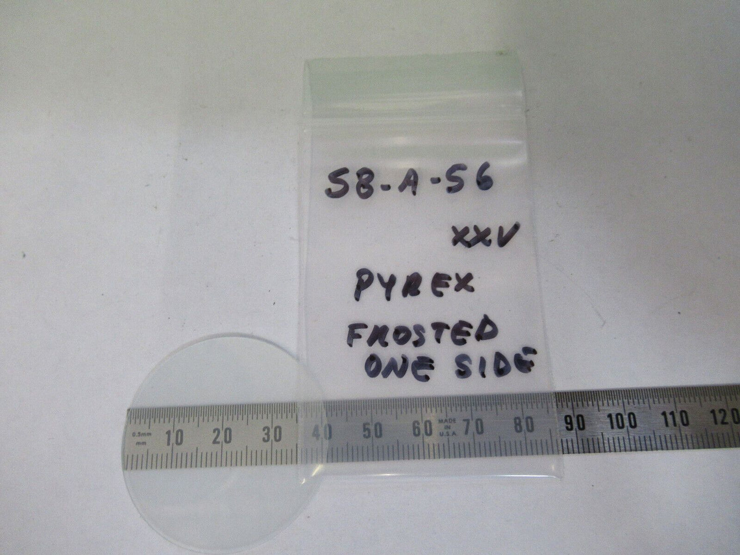 OPTICAL PYREX GLASS FROSTED one side 41mm by 1mm OPTICS AS PICTURED S8-A-56