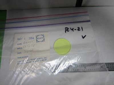 OPTICAL YELLOW FILTER SCHOTT LASER OPTICS AS IS BIN#R4-21