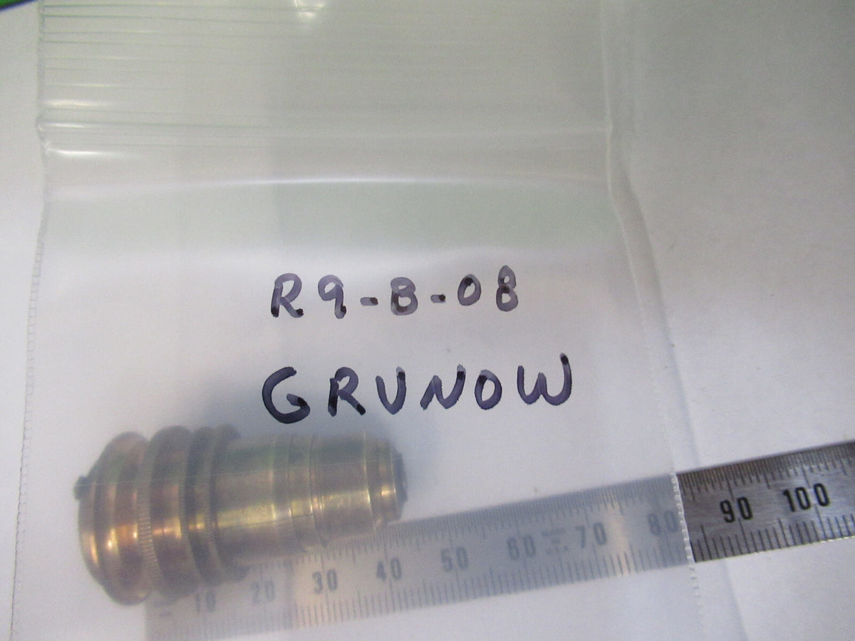 ANTIQUE BRASS GRUNOW RARE OBJECTIVE LENS MICROSCOPE PART AS PICTURED &R9-B-08