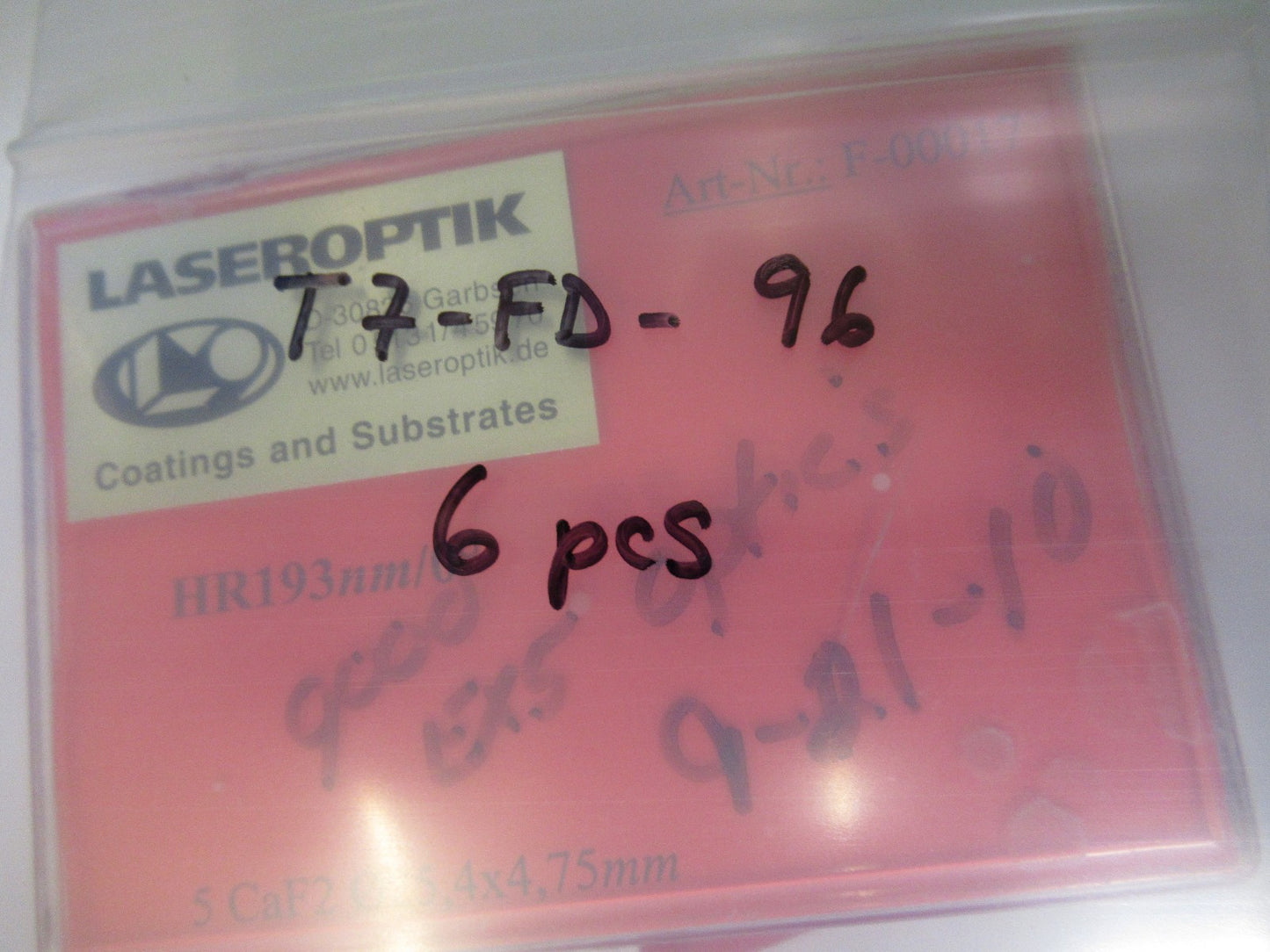 OPTICAL LENS LOT CALCIUM FLUORIDE CaF2 INFRARED OPTICS AS PICTURED T7-FD-96