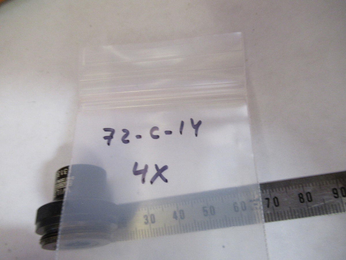 WILD M11 SWISS HEERBRUGG OBJECTIVE 4X LENS MICROSCOPE PART AS PICTURED 72-C-14