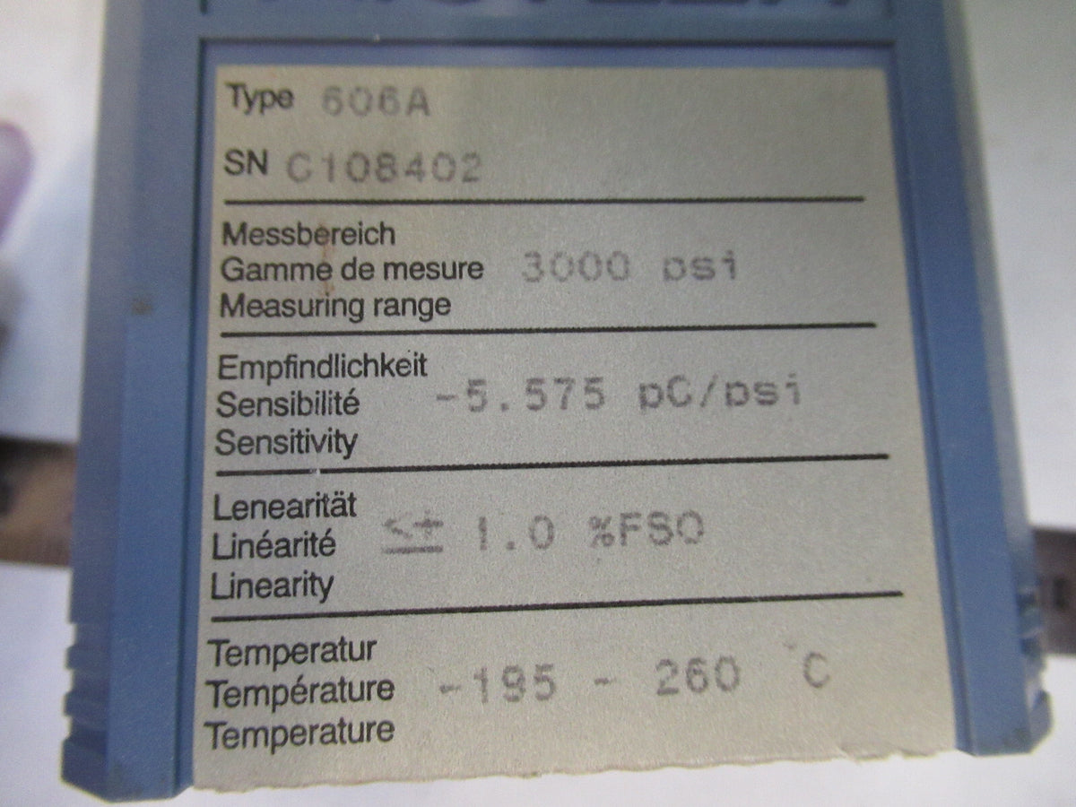 KISTLER QUARTZ 606A 3,000 psi SENSOR PRECISION PRESSURE AS PICTURED A2-FD-01