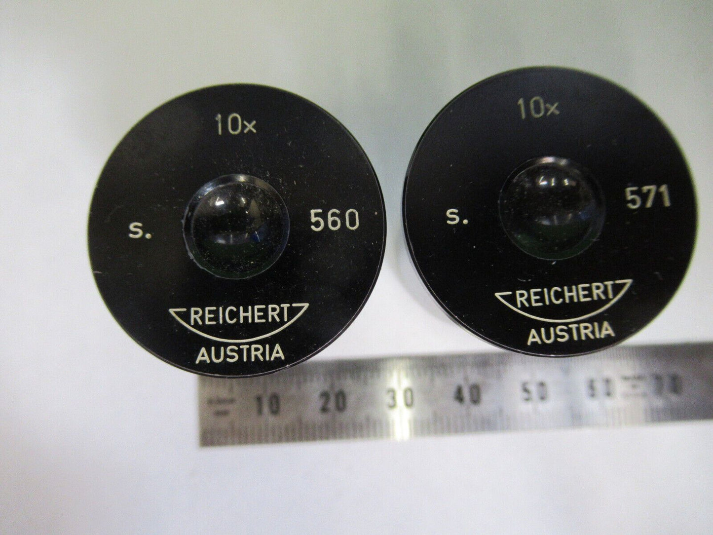 REICHERT AUSTRIA EYEPIECE 10X PAIR OPTICS MICROSCOPE PART AS PICTURED #H9-C-21