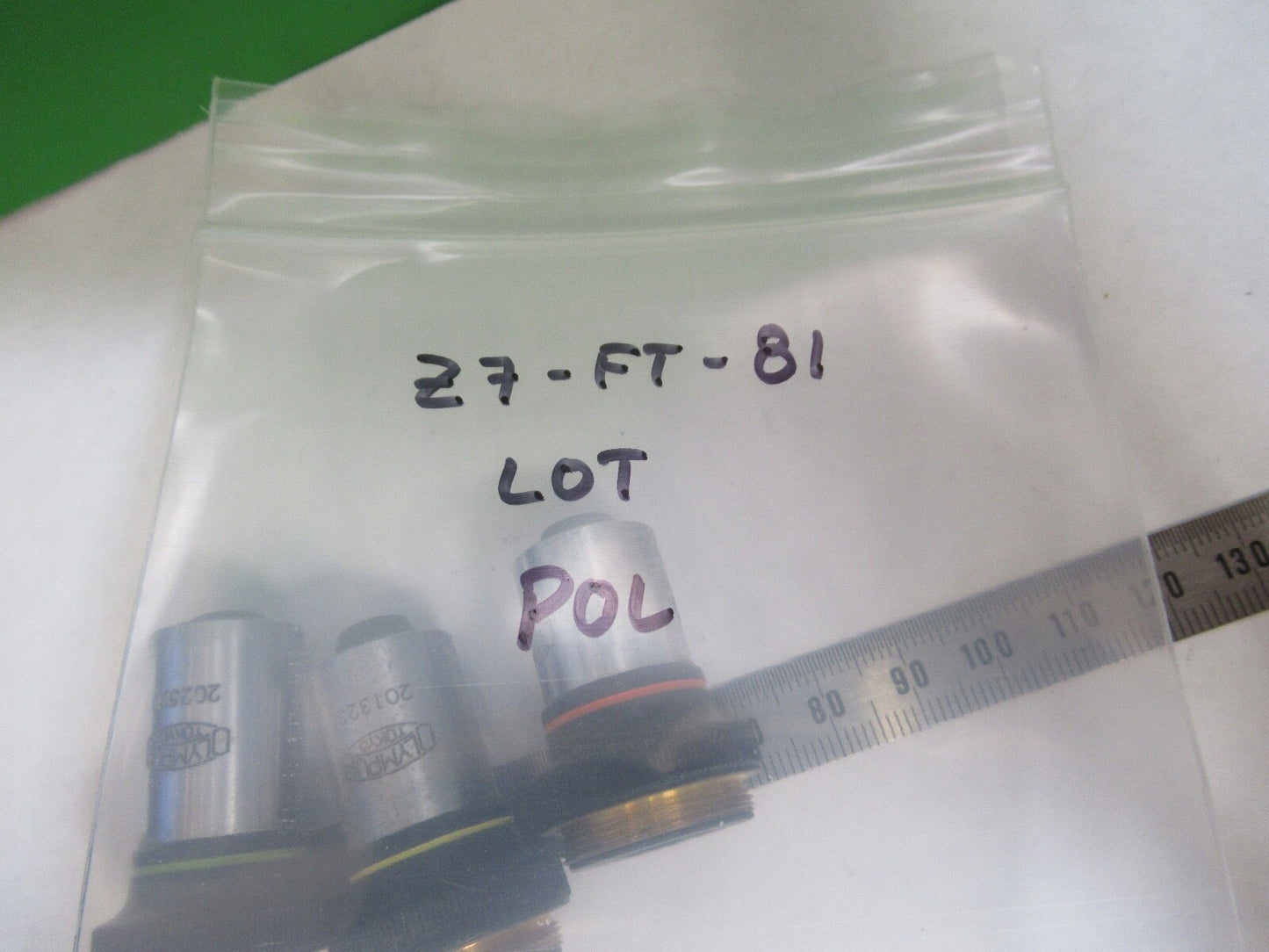 LOT OBJECTIVES OLYMPUS JAPAN POL MICROSCOPE PART AS PICTURED Z7-FT-81