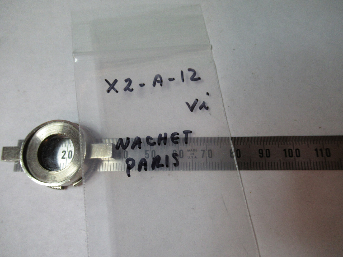 ANTIQUE BRASS NACHET PARIS FILTER LENS ASSEMBLY MICROSCOPE PART X2-A-12