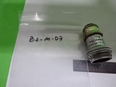 MICROSCOPE PART VINTAGE OBJECTIVE LEITZ GERMANY 100X 1/12 OPTICS AS IS #B2-M-07