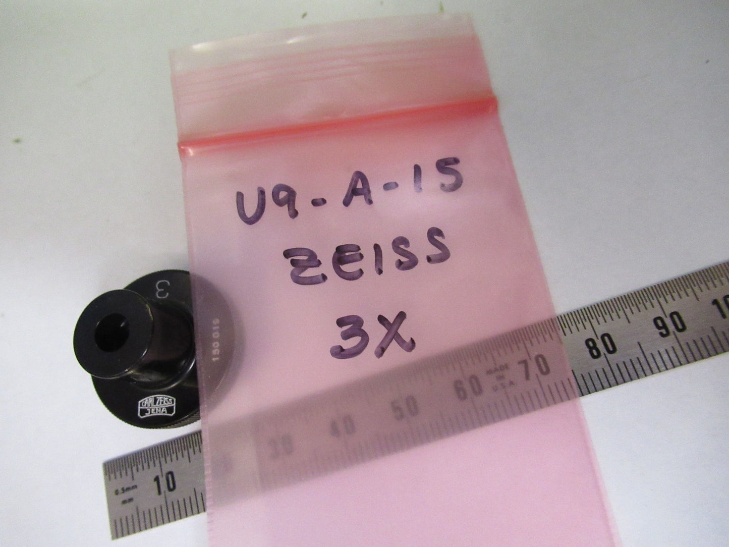 CARL ZEISS JENA 3X GERMANY OBJECTIVE LENS MICROSCOPE PART AS PICTURED U9-A-15