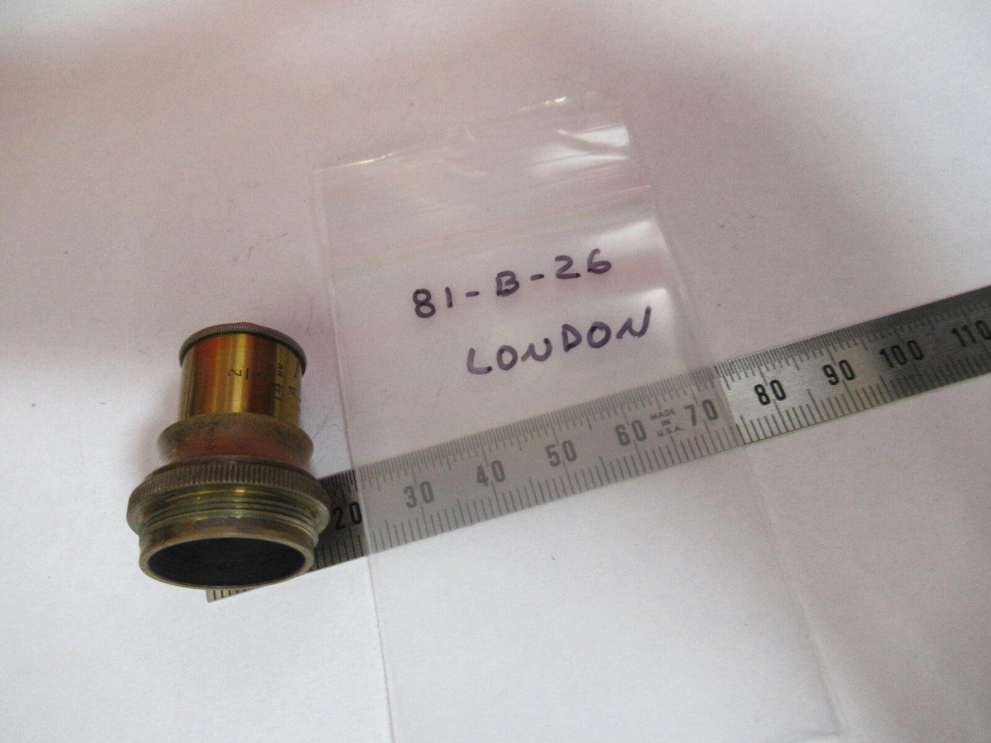 ANTIQUE RJ BECK LONDON BRASS OBJECTIVE MICROSCOPE PART AS PICTURED &81-B-26