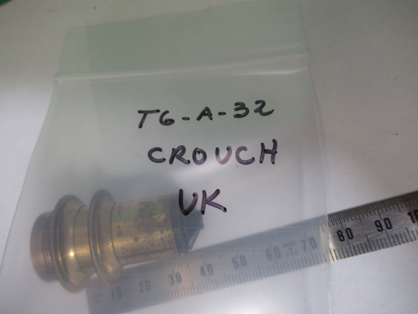 ANTIQUE BRASS H CROUCH LONDON LENS OBJECTIVE MICROSCOPE PART AS PICTURED T6-A-32