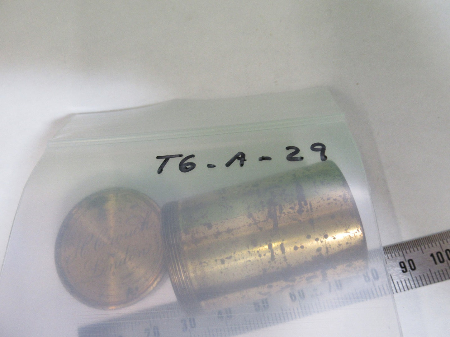 ANTIQUE BRASS EMPTY H. CROUCH UK OBJECTIVE CANISTER MICROSCOPE PART T6-A-29