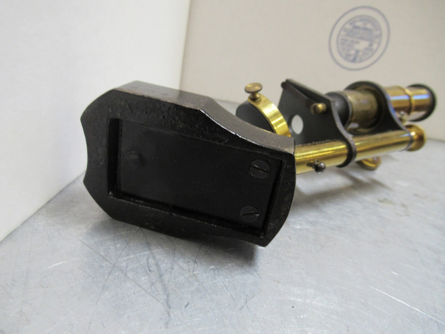 ANTIQUE BRASS MINIATURE RARE FRENCH MICROSCOPE AS PICTURED LOB
