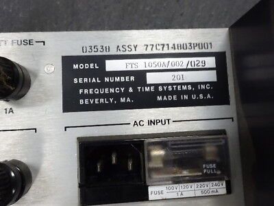 FTS 1050A 10 MHz FREQUENCY STANDARD SYMMETRICOM INTERNAL OSCILLATOR RF MICROWAVE