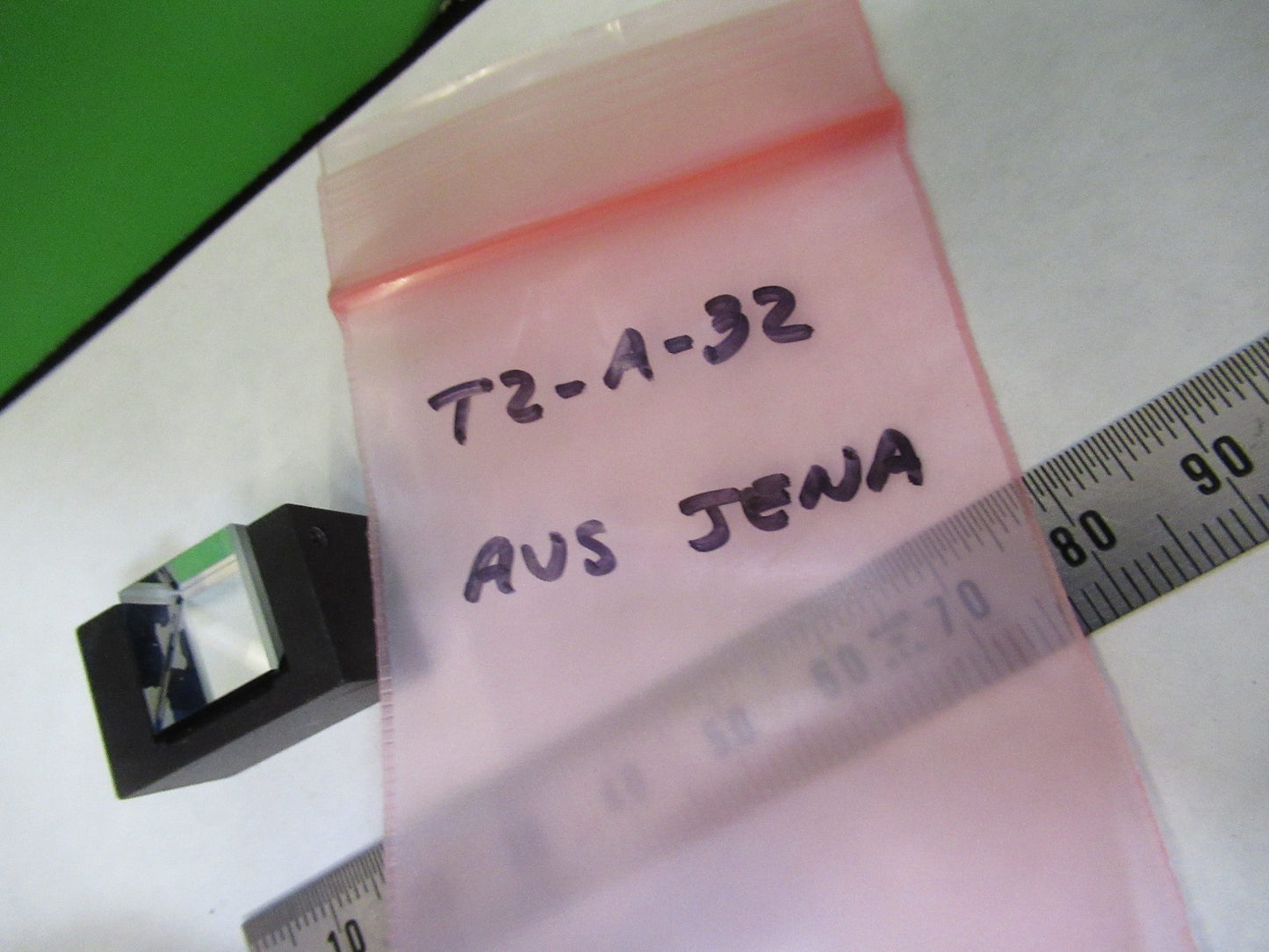 AUS JENA GERMANY GLASS PRISM MOUNTED OPTICS MICROSCOPE PART AS PICTURED T2-A-32
