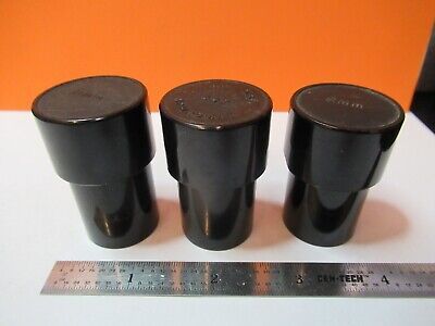 ANTIQUE LOT EMPTY OBJECTIVE CANS MICROSCOPE PART AS PICTURED #7B-B-117