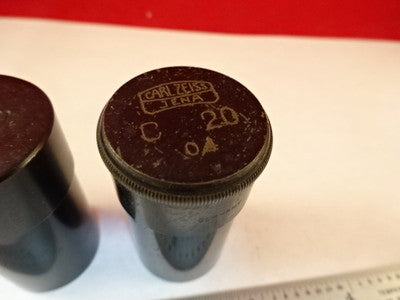 LOT 2 EA EMPTY MICROSCOPE OBJECTIVE CONTAINER BAUSCH LOMB ZEISS AS IS B#C6-C-20