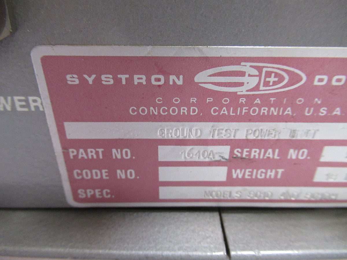 Systron Donner Aircraft Test Set Ground Power Unit 1640A