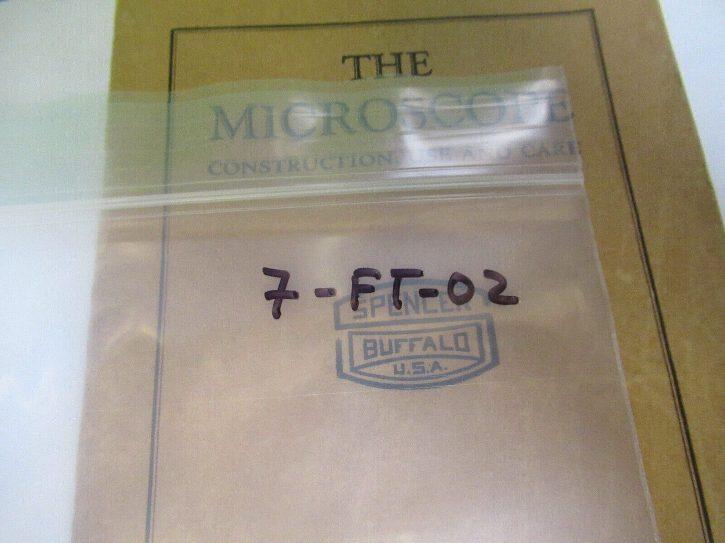 ANTIQUE SPENCER USA 1926 MANUAL The MICROSCOPE PART AS PICTURED 7-ft-02