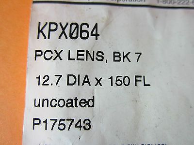 OPTICAL NEWPORT BK7 PLANO CONVEX LENS 12.7 mm DIA FL 150 mm LASER OPTICS BIN#D7