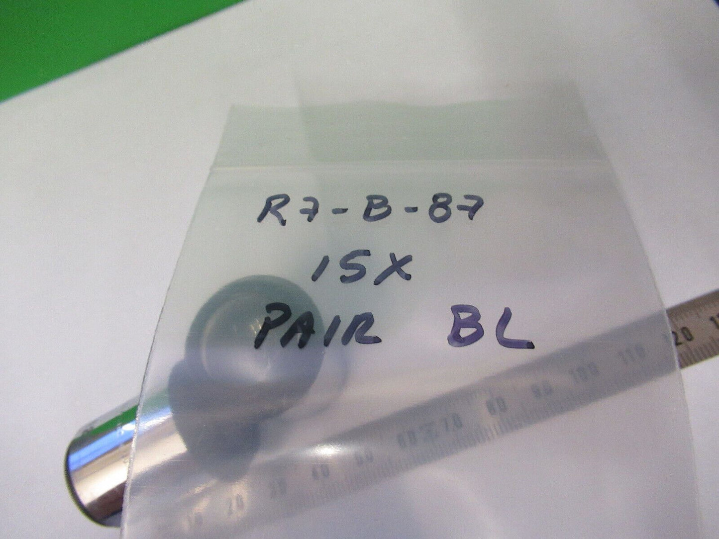 BAUSCH LOMB EYEPIECE PAIR 15X WIDE OPTICS MICROSCOPE PART AS PICTURED #R7-B-87b
