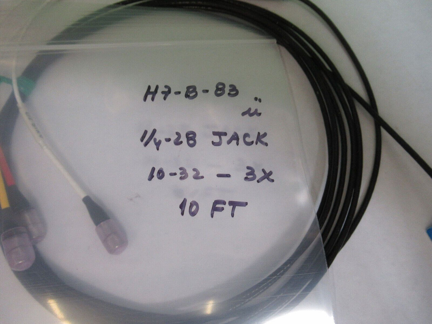 10 FEET TRIAXIAL CABLE 1/4-28 jack for PIEZO ACCELEROMETER PICTURED H7-B-83