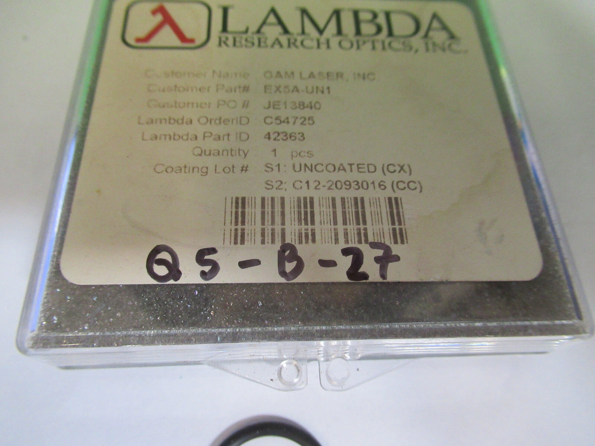 OPTICAL LENS COATED & UNCOATED SIDES PRO LASER OPTICS AS PICTURED &Q5-B-27