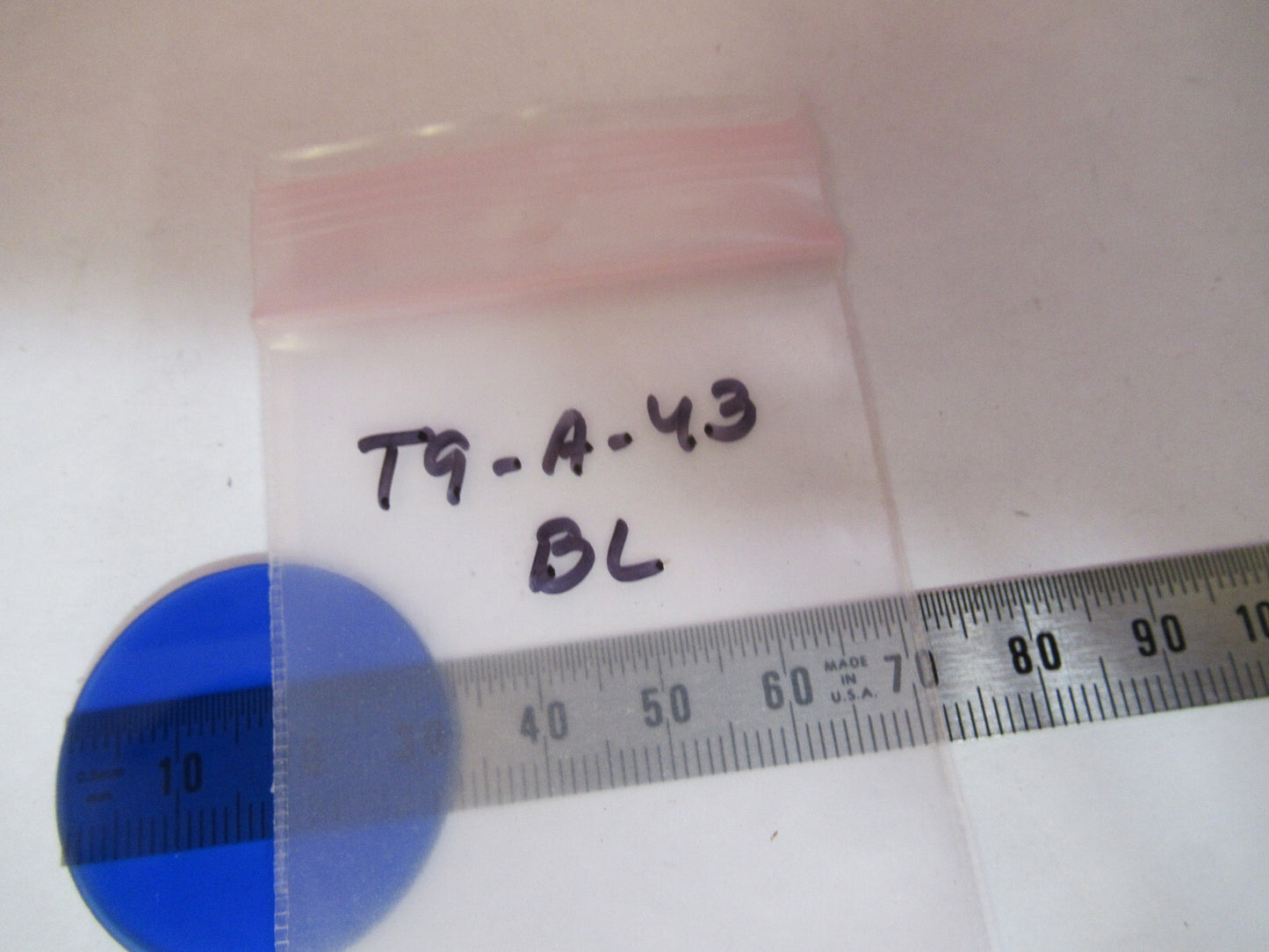 ANTIQUE BAUSCH LOMB BLUE GLASS FILTER OPTICS MICROSCOPE PART AS PICTURED T9-A-43