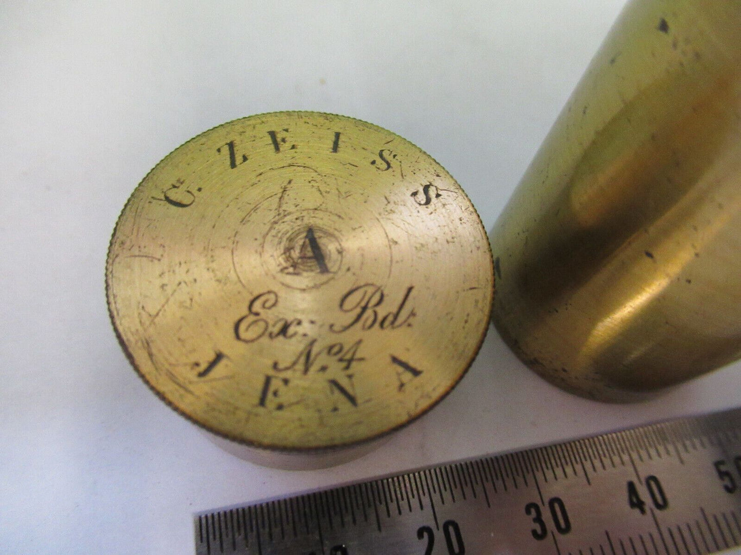 ANTIQUE EMPTY BRASS CAN for ZEISS OBJECTIVE MICROSCOPE PART AS PICTURED Z7-A-40