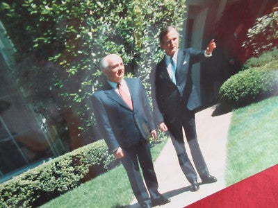 LARGE COLLECTABLE RUSSIA GORBACHEV USA BUSH b WH MEETING VINTAGE PHOTOGRAPH &BLI
