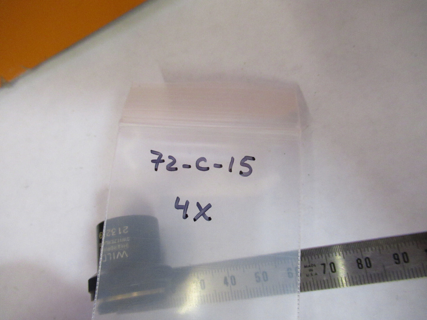 WILD M11 SWISS HEERBRUGG OBJECTIVE 4X LENS MICROSCOPE PART AS PICTURED 72-C-15