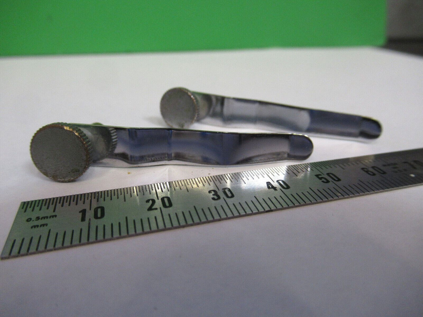 ANTIQUE BAUSCH LOMB PAIR CLIPS STAGE MICROSCOPE PART AS PICTURED &H9-C-09