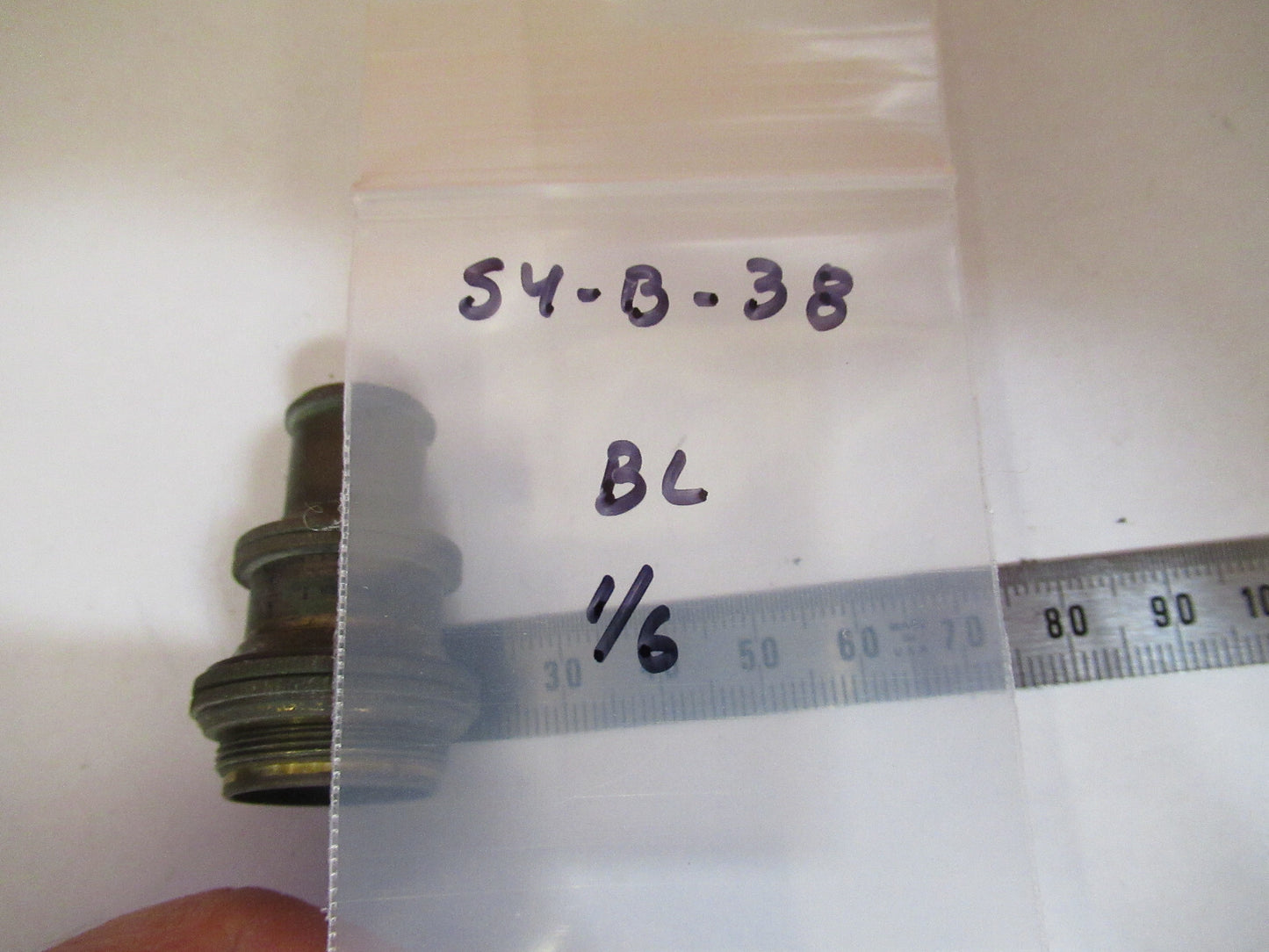 ANTIQUE BRASS BAUSCH LOMB OBJECTIVE 1/6 MICROSCOPE PART AS PICTURED S4-B-38