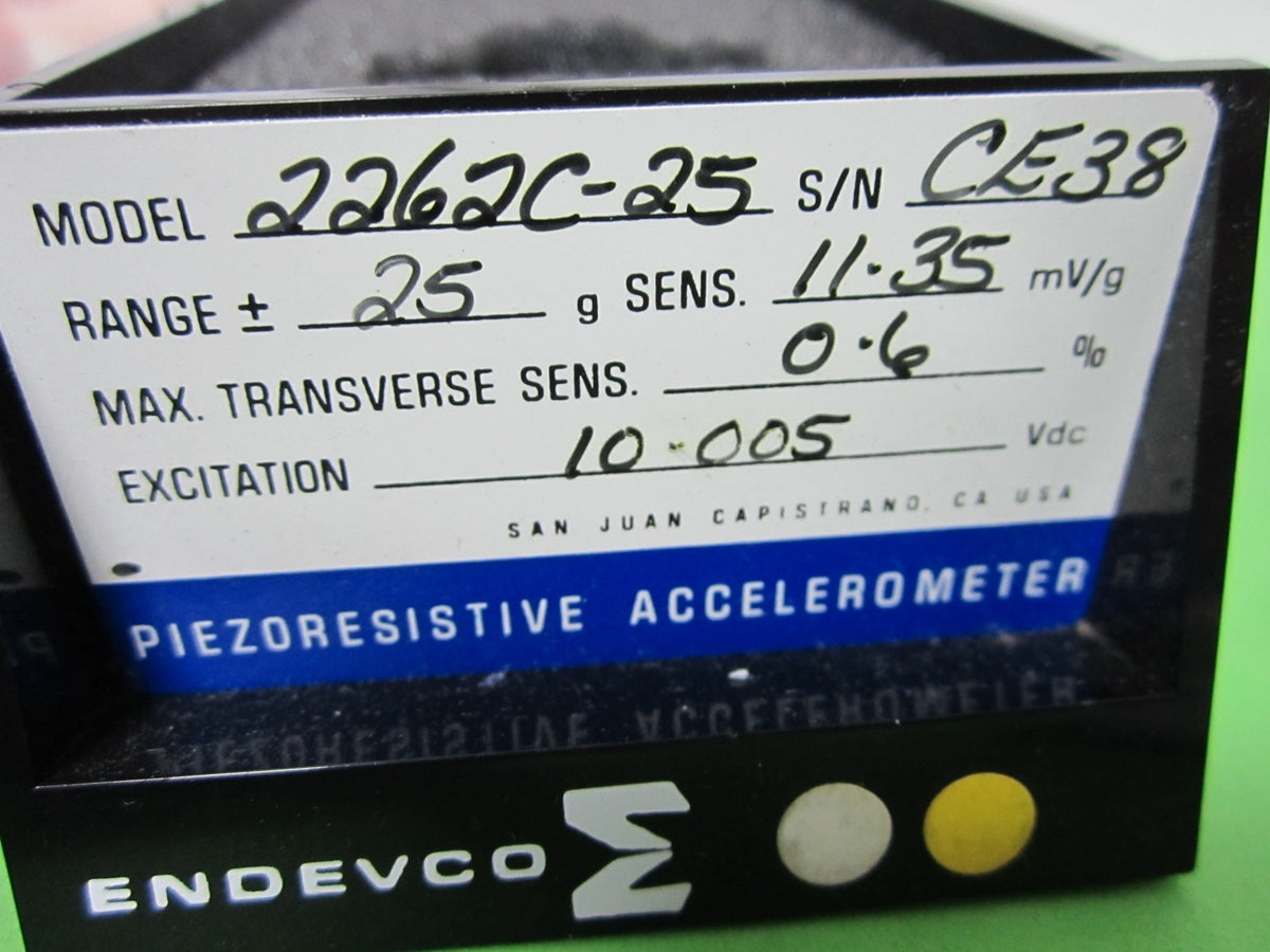 Meggitt Endevco 2262C-25 Piezoresistive Accelerometer Vibration Calibration B
