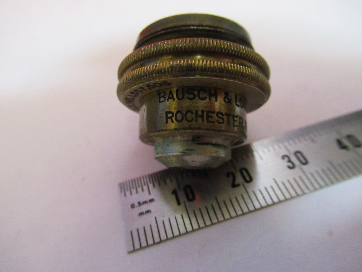 ANTIQUE BRASS BAUSCH LOMB 4mm OBJECTIVE LENS MICROSCOPE PART AS PICTURED T5-A-32