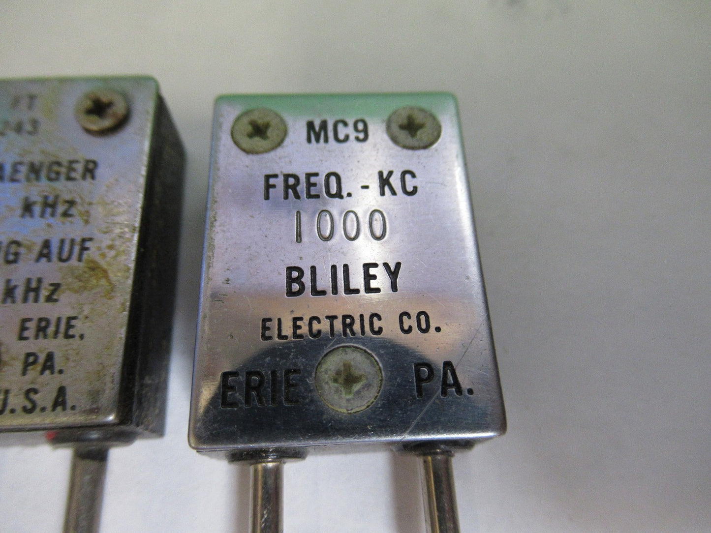 Bliley Electric Co. Wwii 1000 kHz Resonator Quartz Frequency Control