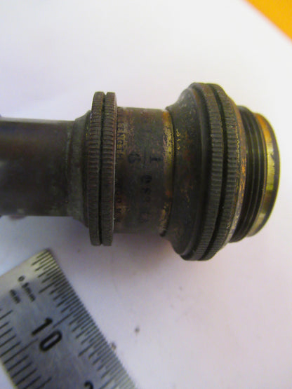 ANTIQUE  BRASS BAUSCH LOMB OBJECTIVE 1/6 MICROSCOPE PART AS PICTURED S4-B-38