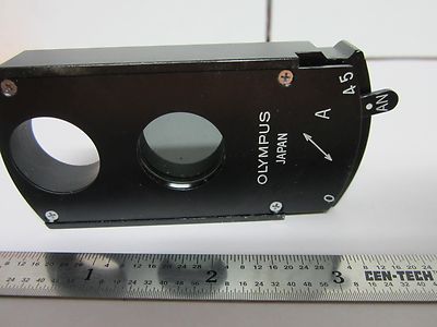 MICROSCOPE PART POLARIZER SLIDE OLYMPUS JAPAN NICE  POL OPTICS BIN#B1-R-16