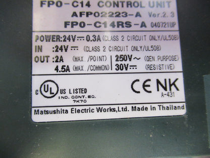 NAIS FPO-C14 CONTROL UNIT 24V  AS PICTURED Q5-B-48