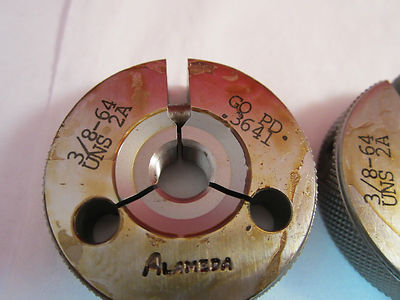 Go Notgo Gage Gauge Tester Metrology 3/8-64 UNS-2A Bin #4B ii