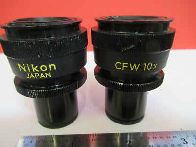 PAIR NIKON CFW 10X JAPAN EYEPIECE MICROSCOPE PART AS PICTURED &B6-A-40