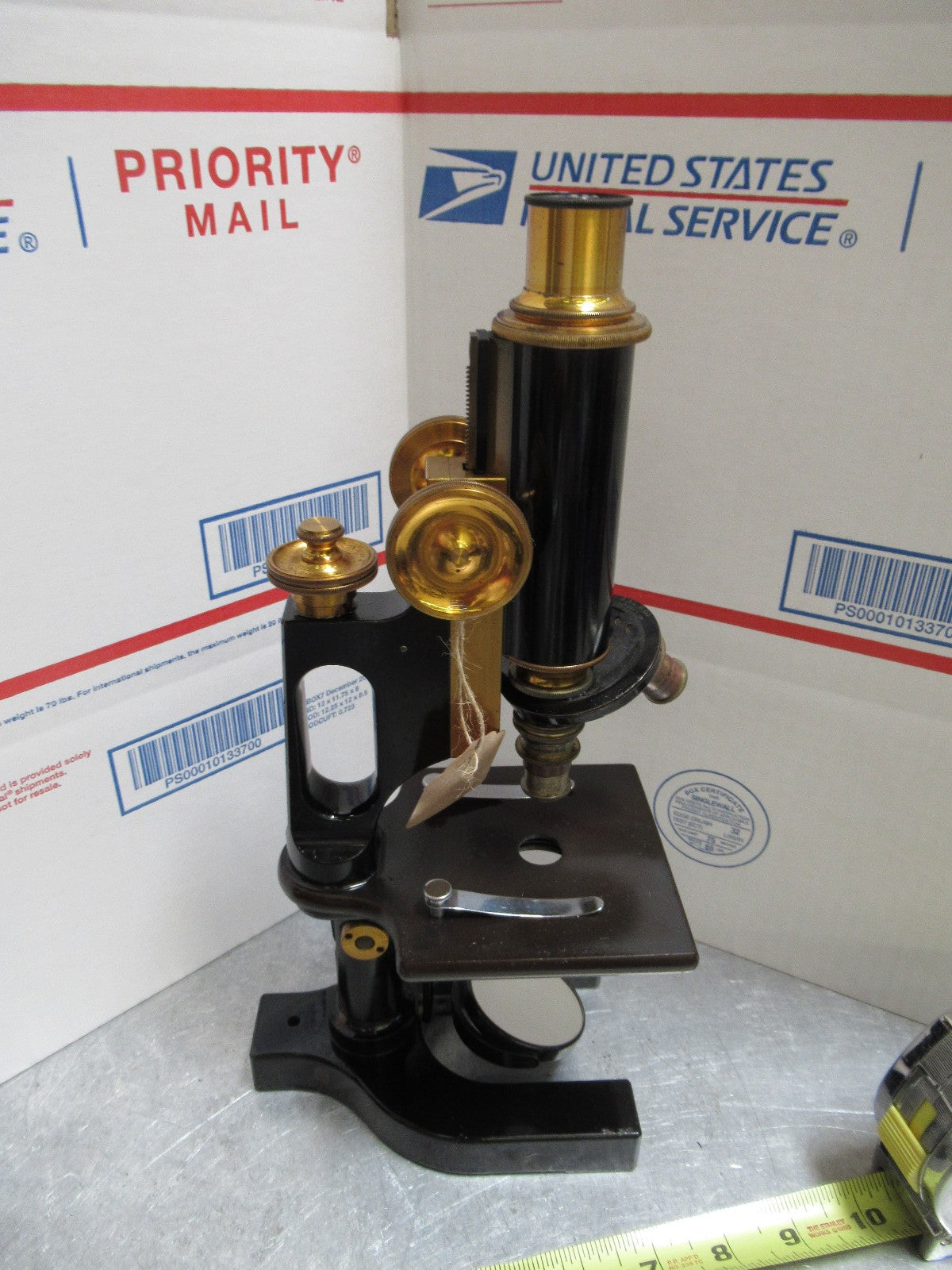 FOR PARTS OR REPAIR ANTIQUE MICROSCOPE BAUSCH LOMB + OBJECTIVES circa 1890 LOB