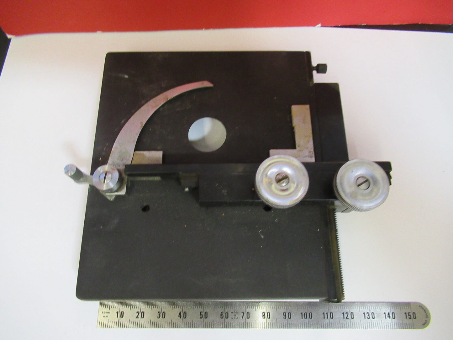 ANTIQUE BAUSCH LOMB XY STAGE TABLE HEAVY MICROSCOPE PART AS PICTURED S3-B-40