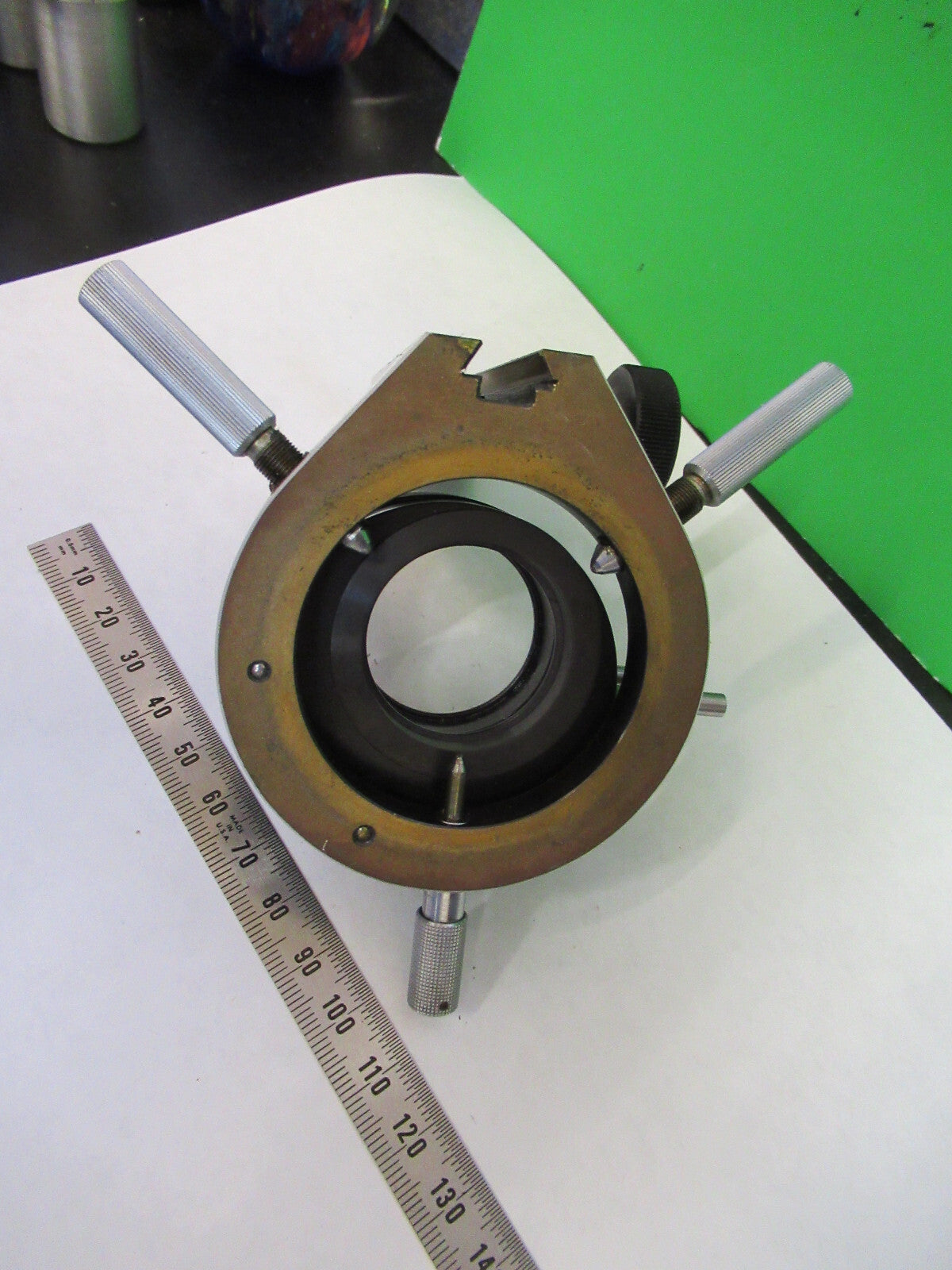 ZEISS GERMANY POL BRASS CONDENSER HOLDER MICROSCOPE PART AS PICTURED X9-B-28