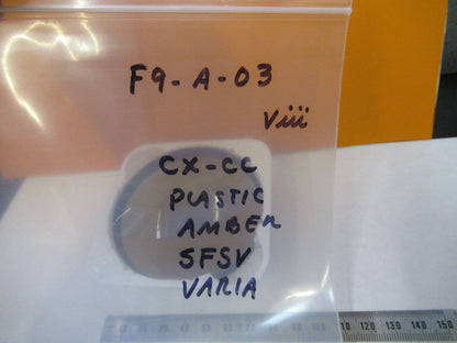 OPTICAL VARIA AMBER PLASTIC LENS CX CC 75mm DIAMETER OPTICS AS PICTURED &F9-A-03