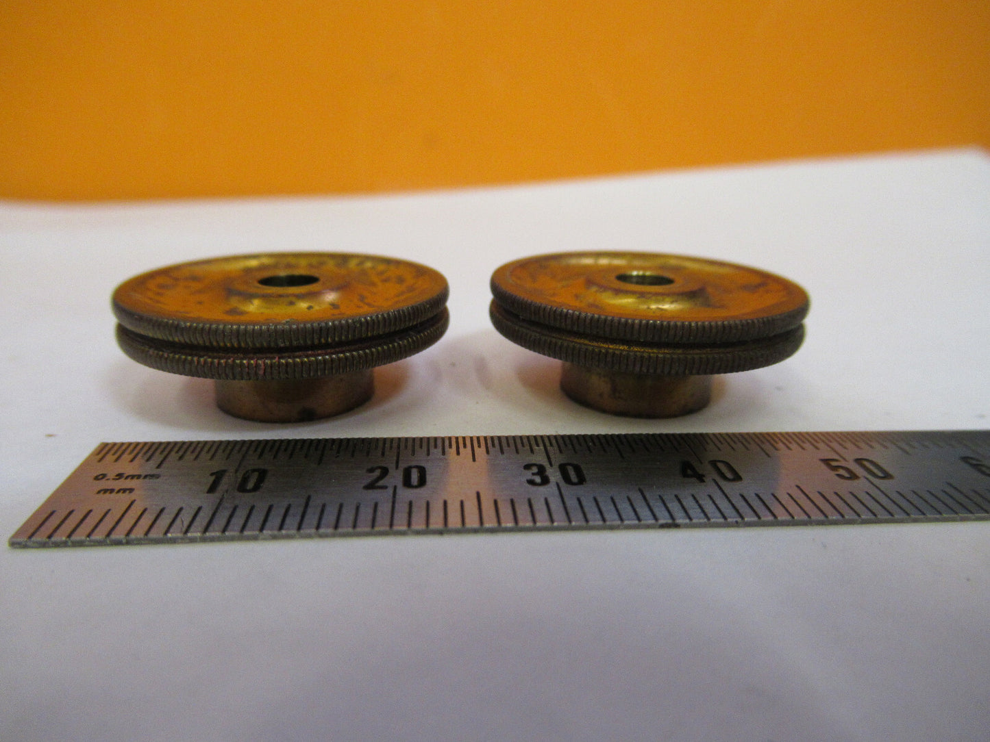 ANTIQUE BRASS BAUSCH LOMB KNOBS FINE ADJUST MICROSCOPE PART AS PICTURED Y2-A-81