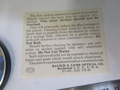 BAUSCH LOMB ANTIQUE MOUNTED MIRROR OPTICS MICROSCOPE PART AS PICTURED #W5-B-63