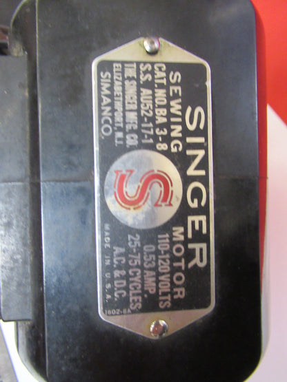 SINGER SEWING MACHINE ELECTRIC MOTOR AS IS AS PICTURED V7-A-53